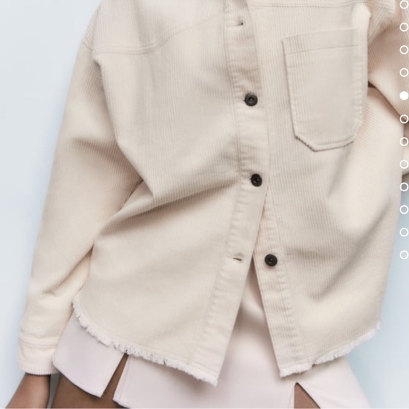 Zara EUC Corduroy Shirt Overshirt Jacket Shacket Size S Ecru Cream Button Down - Picture 5 of 10